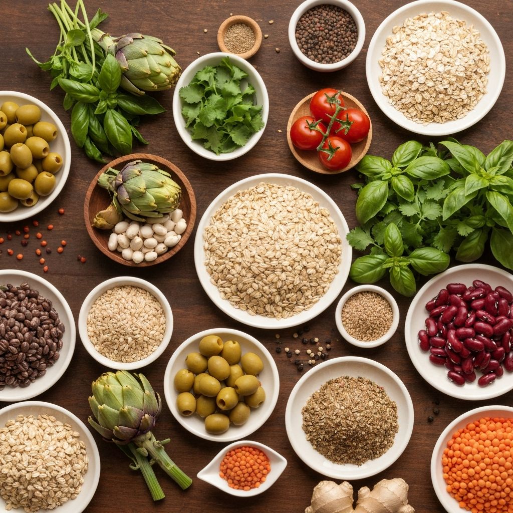 Erilaisia kulttuurien perinteisiä ruoka-aineita ja ainesosien esittely